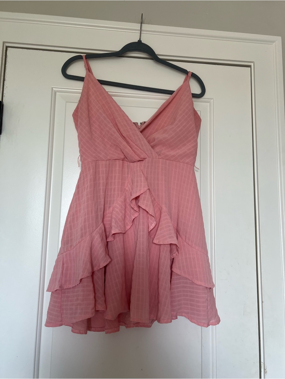 Blue Rain Dusty Pink Ruffle Wrap Mini Dress